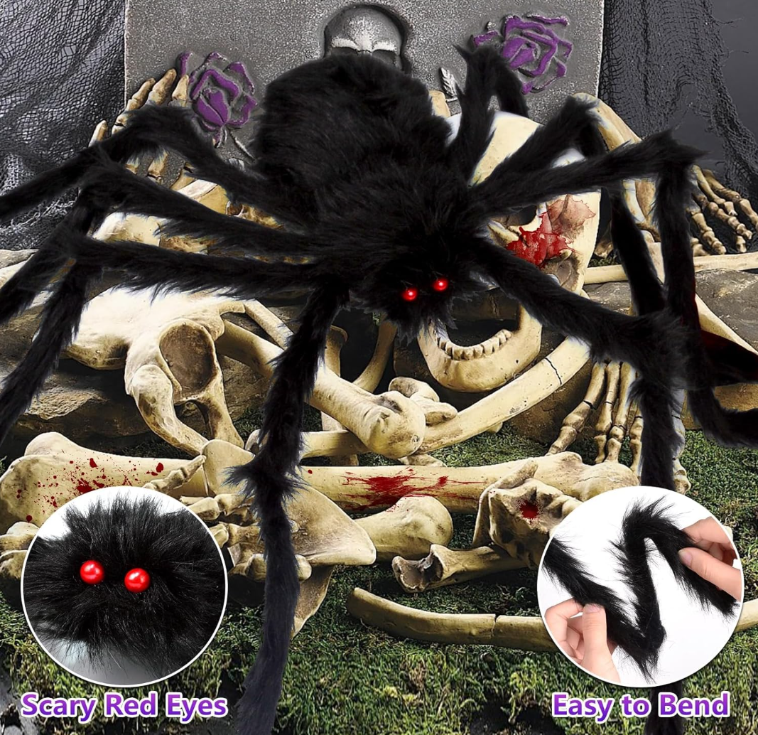 Halloween Decorations Spider Webs: Spider Web Lights 250 LED Purple Lights 59" Giant Spider Scary Halloween Decorations Outdoor Indoor for Party Garden Home Costumes Yard Haunted House